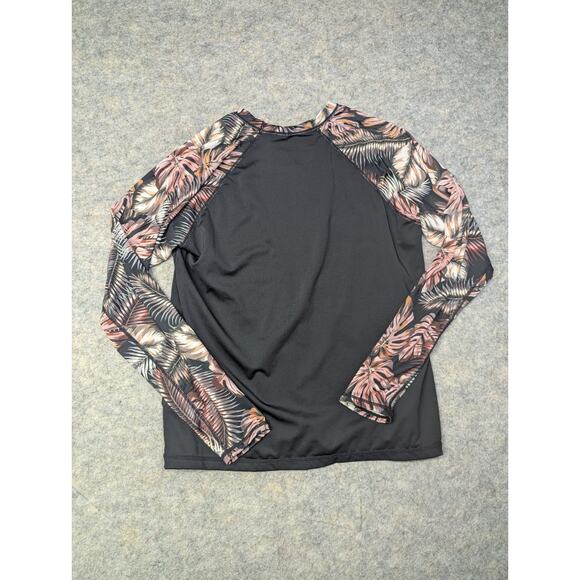 Hurley One Piece Rash Guard Set L/XL Black Floral Long Sleeve SPF 50+ Swim Suit - Picture 8 of 9